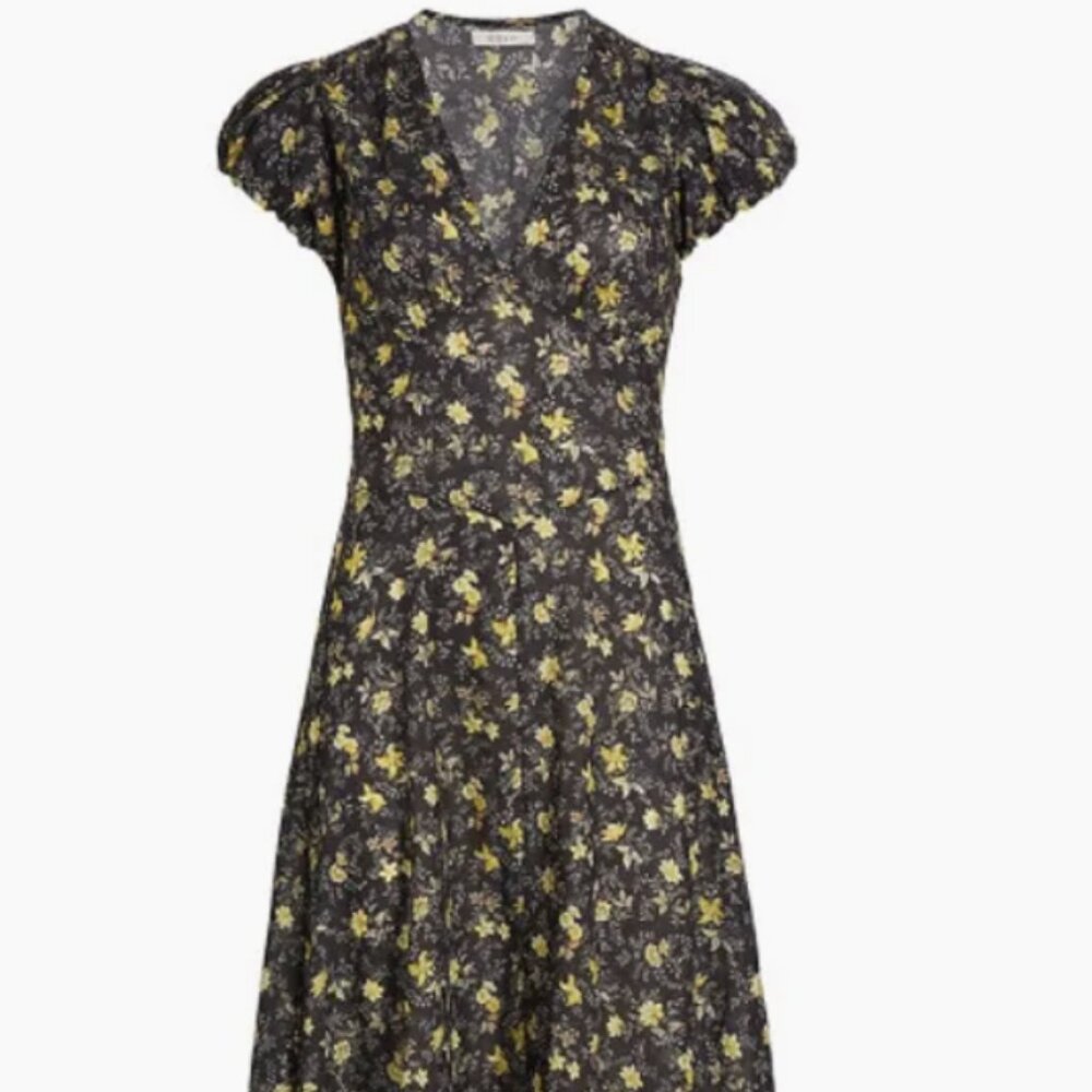 LKNW Doen noir winding blossoms , x-small floral-print midi dressXS